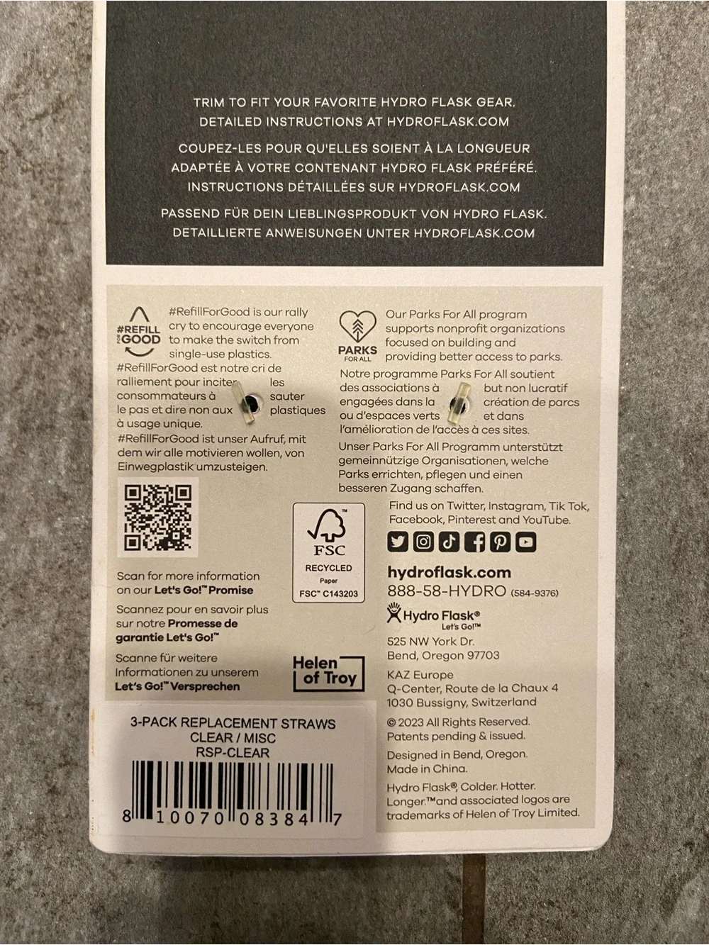 Hydro Flask Clear Silicone Replacement Straws - 3 Pack